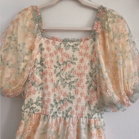 Hayden Cream and Pink Smocked Floral dress - Picture 2 of 6